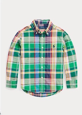 Polo Boys Plaid Cotton Poplin Shirt (2T-XL)
