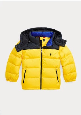 Polo Boys Water-Repellent Down Hooded Jacket (2T-7)