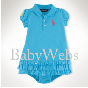 Short Sleeved Big Pony Dress/Chroma Blue (INFANT GIRLS)