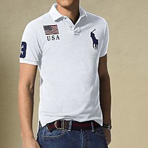 Classic-Fit Big Country USA Mesh Polo/White (Men)