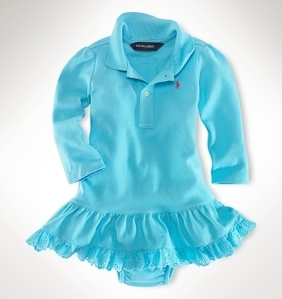 Alexa Long-Sleeved Polo Dress/Light Topaz (INFANT GIRLS)