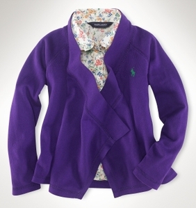 Polo Girls Jayna Open-Front Cardigan/Squire Purple (Girls 3T-XL)