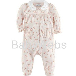 Dotted Floral Jersey Coverall/Delicate Pink (Layette)
